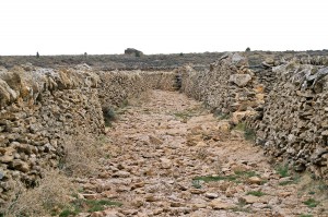 Camí empedrat i encaixat entre parets de pedra en secVilafranca del Port